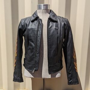 Harley Davidson Ride Free Women's Leather Embroidery Motorcycle Jacket Size S